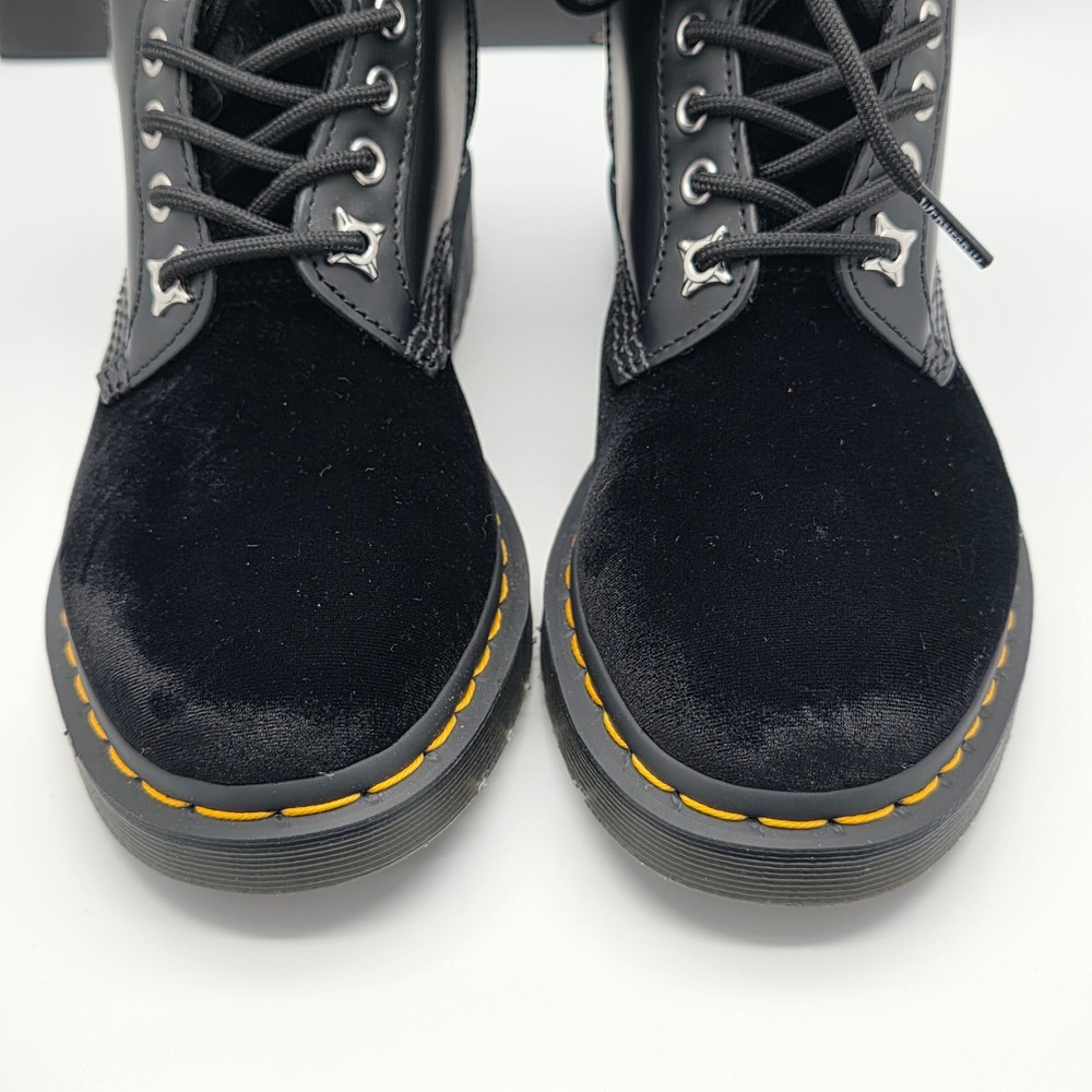 Dr. Martens 1460 Wednesday Addams Boots Womens 7 Mens 6 Black Velvet Buckle Stud - Picture 3 of 16